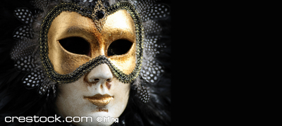 Venetian mask decorated with gold leaf and emb...